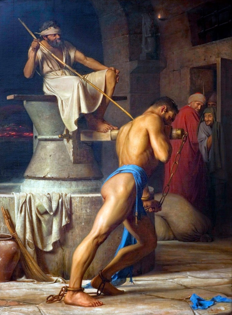 Carl Bloch - Samson and the Philistines, 1863 adj